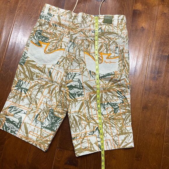 Pepe Jeans Vintage Y2K Tropical AOP Ripstop Shorts White Tan Green Men's Size 36 - Picture 9 of 9